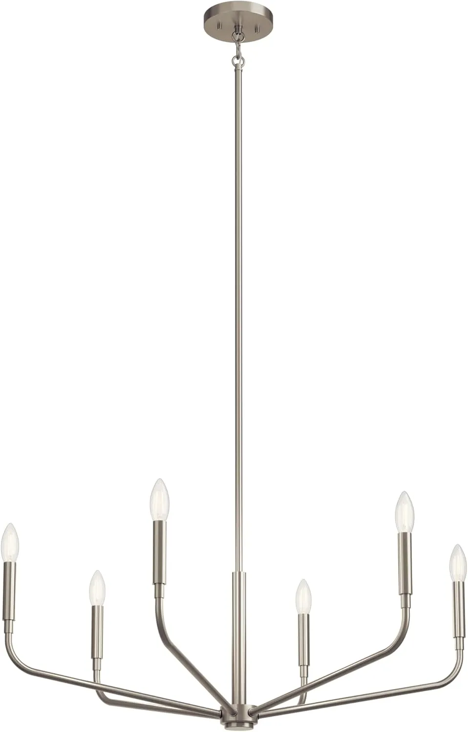 KICHLER Madden 6-Light Chandelier, Soft Modern Light in Brushed Nickel, Sloped Ceiling Compatible, for Entryway, Breakfast Nook or Laundry Room (17.5" x 32"), 52718NI
