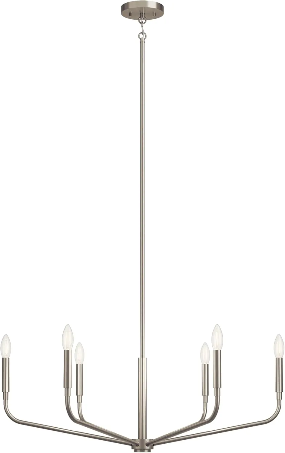 KICHLER Madden 6-Light Chandelier, Soft Modern Light in Brushed Nickel, Sloped Ceiling Compatible, for Entryway, Breakfast Nook or Laundry Room (17.5" x 32"), 52718NI