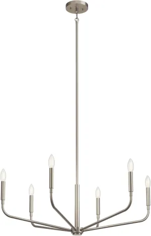 KICHLER Madden 6-Light Chandelier, Soft Modern Light in Brushed Nickel, Sloped Ceiling Compatible, for Entryway, Breakfast Nook or Laundry Room (17.5" x 32"), 52718NI