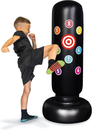 Kids Inflatable Punch Bag - Rainbow Colours Sticker Punching Bag and Kids Toys, a Free Standing Inflatable Punch Bag for Great Gifts and Presents for Active Children