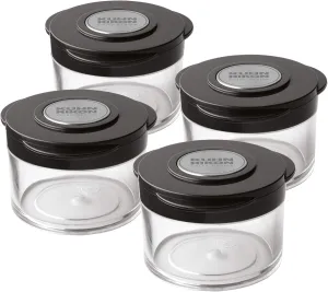 Kuhn Rikon Essential Spice Storage Jars, Set of 4, 6.25 x 2.5 inches, Clear/Black
