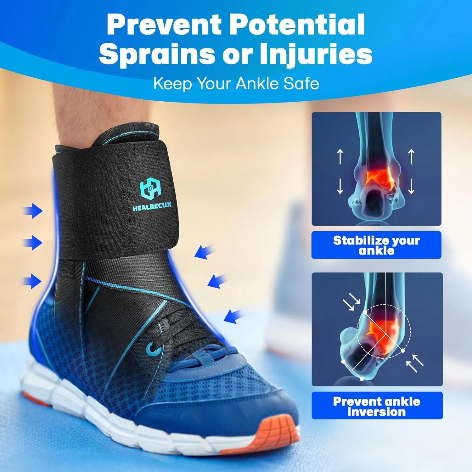 Lace Up Ankle Brace for Women Men, Ankle Support for Sprained Ankle, Plantar Fasciitis Brace Ankle Stabilizer Wrap for Basketball, Volleyball, Sports, Injury Recovery, S