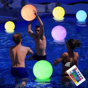 Large Floating Inflatable LED Glow in The Dark Beach Ball Toy with Color Changing Lights | Great for Summer, Pool/Beach, Raves, or Blacklight/Glow Parties