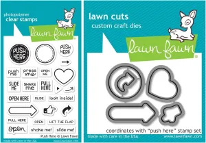 Lawn Fawn - Push Here - Interactive Card Sentiments Stamp and Die Set