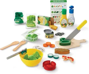 Melissa & Doug Slice and Toss Salad Play Set – 52 Wooden and Felt Pieces , Green - Pretend Food, Kitchen Accessories For Kids Ages 3 