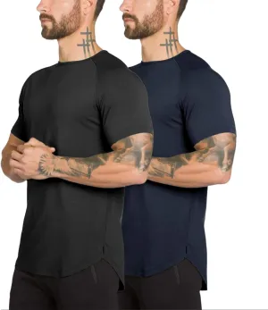 Mens Gym Workout Slim Fit Short Sleeve T-Shirt Cotton Performance Athletic Shirts Running Fitness Tee