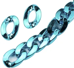 Metallic Color Acrylic Linking Rings Quick Chain Links Connectors for DIY Craft Handbag Purse Strap Necklace Bracelet Jewelry Making (30x21mm, Blue)