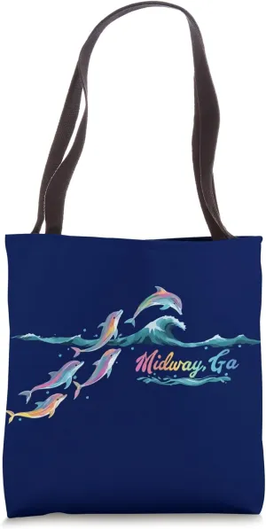 Midway Georgia Colorful Dolphin Lover Beach Gifts Tote Bag
