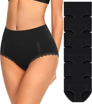 MISSWHO Cotton High Waisted Soft Womens Underwear Breathable Panties, Multipack