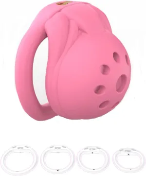 New Men's Embedded Small Locking core Honeycomb Safety cage, Ventilated and Breathable, with Four Fixed carabiners (38mm/43mm/48mm/52mm) (Pink, Arc Rings)