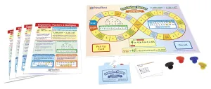 NewPath Learning 23-6972 Exponents, Factors and Multiples Learning Center Game (Grades 6-9) - Game Board, 30 Illustrated Game Cards and Four 4-Panel, Laminated “Write-On/Wipe-Off” Learning Guides