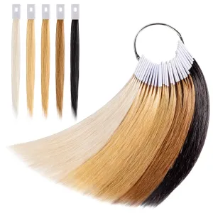 Noverlife 30PCS Pure Human Hair Color Swatches, Natural Hair Testing Rings for Salon Hairdressing Practice