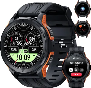 OUKITEL BT10 Military Smart Watch for Men (Answer/Make Call), 5ATM Waterproof Fitness Tracker Smartwatch, 1.43" AMOLED HD Display, 123  Sport Modes, 24H Health Monitor for iOS/Android