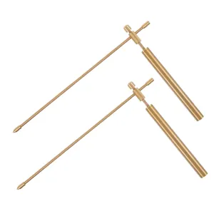 PRETYZOOM 2pcs Copper Dowsing Rods with Smooth Surface Portable Divining Probe Tool for Water Detection Lightweight with Storage Bag for Outdoor Use