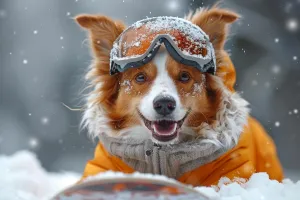 Puzzles for Adults 1000 Pieces - Ski Puppy, Exquisite Animal Puzzle, Solid Block Puzzle, Adult Challenge Activity, Unique Gift