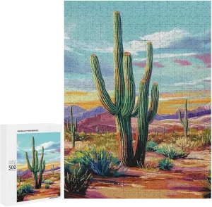Puzzles for Adults 500 Pieces - Desert Cactus Puzzle Challenging Educational Toys Gifts for Home Decor Family Activities