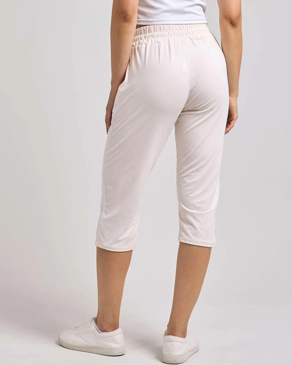 Real Essentials 3-Pack: Women's Capri Open Bottom Soft Sweatpants with Drawstring (Available in Plus Size)