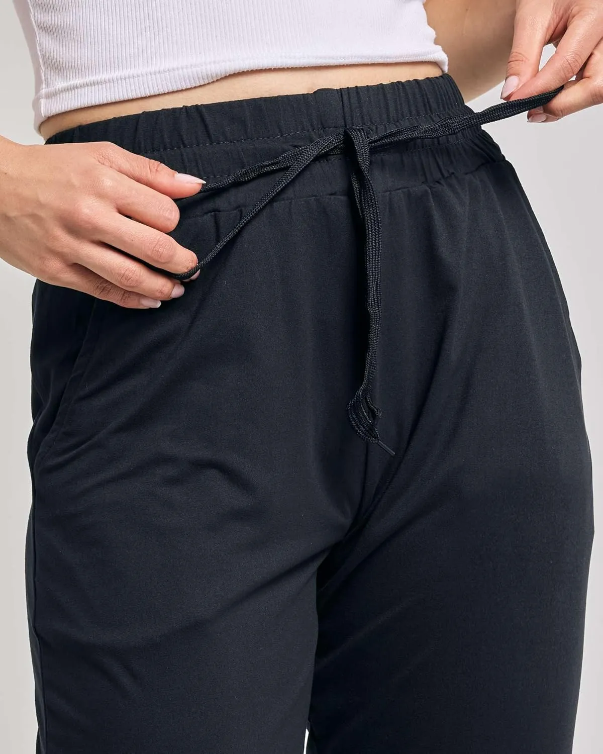 Real Essentials 3-Pack: Women's Capri Open Bottom Soft Sweatpants with Drawstring (Available in Plus Size)