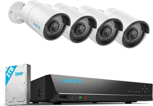 REOLINK 8CH 5MP Security Camera System, 4pcs Wired PoE Cameras for Home Security Outdoors, Smart Person/Pet/Vehicle Detection, 4K 8CH NVR with 2TB HDD for 24-7 Recording, RLK8-410B4-5MP White