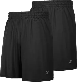 Roadbox Workout Shorts for Men Athletic Gym Running Basketball Quick Dry Short 7 Inch with Pockets for Fitness Sports 2 Pack