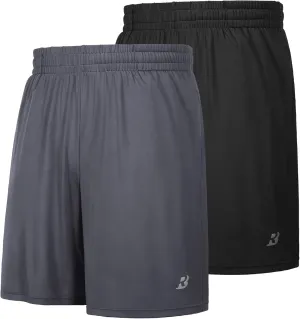 Roadbox Workout Shorts for Men Athletic Gym Running Basketball Quick Dry Short 7 Inch with Pockets for Fitness Sports 2 Pack