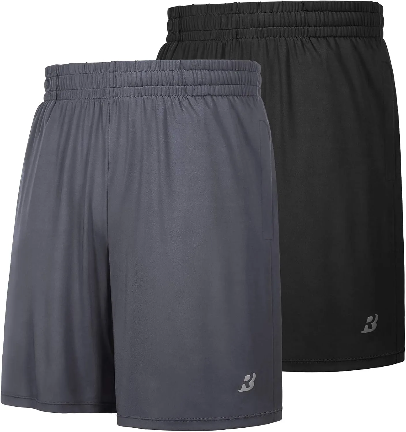 Roadbox Workout Shorts for Men Athletic Gym Running Basketball Quick Dry Short 7 Inch with Pockets for Fitness Sports 2 Pack