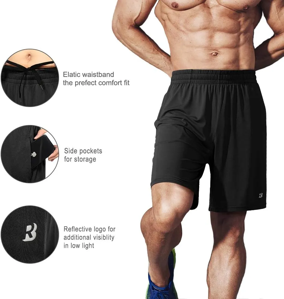 Roadbox Workout Shorts for Men Athletic Gym Running Basketball Quick Dry Short 7 Inch with Pockets for Fitness Sports 2 Pack