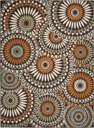 SAFAVIEH Veranda Collection Area Rug - 8' x 10', Chocolate & Terracotta, Casual Design, Stain Resistant, Ideal for High Traffic Areas in Living Room, Bedroom & Dining Room (VER091-0725-810)