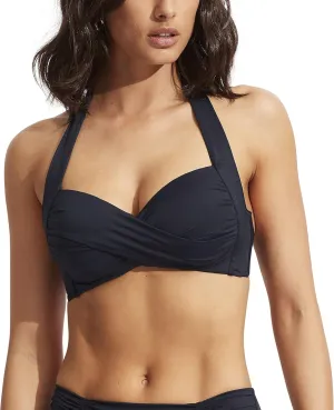 Seafolly Women's Twist Front Soft Cup Halter Bikini Top Swimsuit