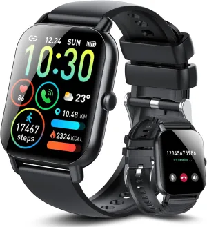 Smart Fitness Watch for Men Women(Answer/Make Calls), 1.85" HD Touch Screen with Sleep Heart Rate Monitor, 112 Sports Modes, IP68 Waterproof Activity Trackers Compatible with Android iOS