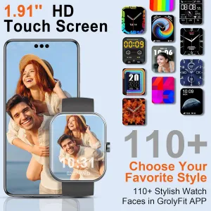 Smart Watch, 1.91" Smartwatch for Men Women (Answer/Make Call), Fitness Tracker with 100  Sport Modes, IP68 Waterproof, Heart Rate/Sleep Monitor, Spo2, Pedometer, Activity Tracker for Android iOS