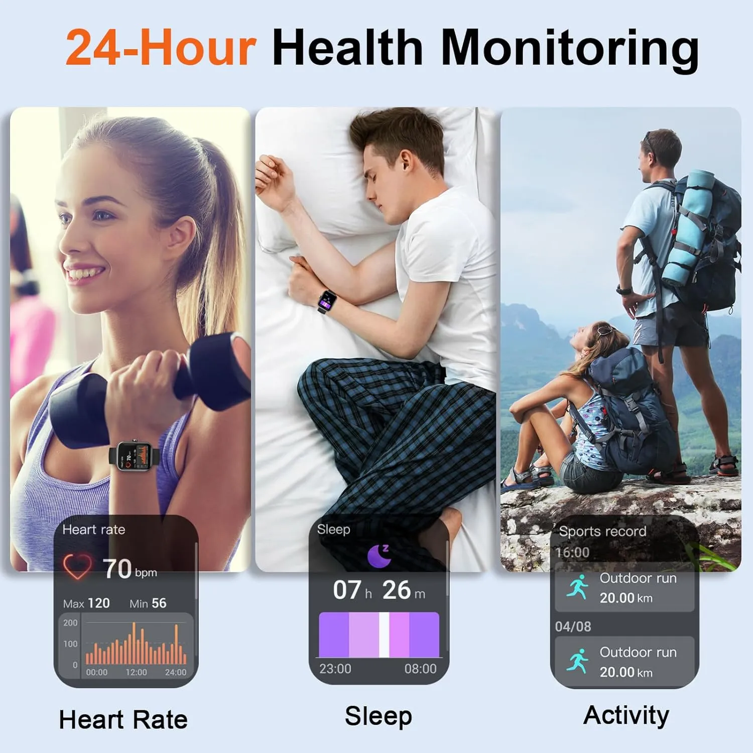 Smart Watch, 1.91" Smartwatch for Men Women (Answer/Make Call), Fitness Tracker with 100  Sport Modes, IP68 Waterproof, Heart Rate/Sleep Monitor, Spo2, Pedometer, Activity Tracker for Android iOS