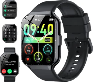 Smart Watch for Men Women, 1.96" Smartwatch (Answer/Make Call), IP68 Waterproof Fitness Tracker, 112  Sport Modes Smartwatches for Android iOS, Black​