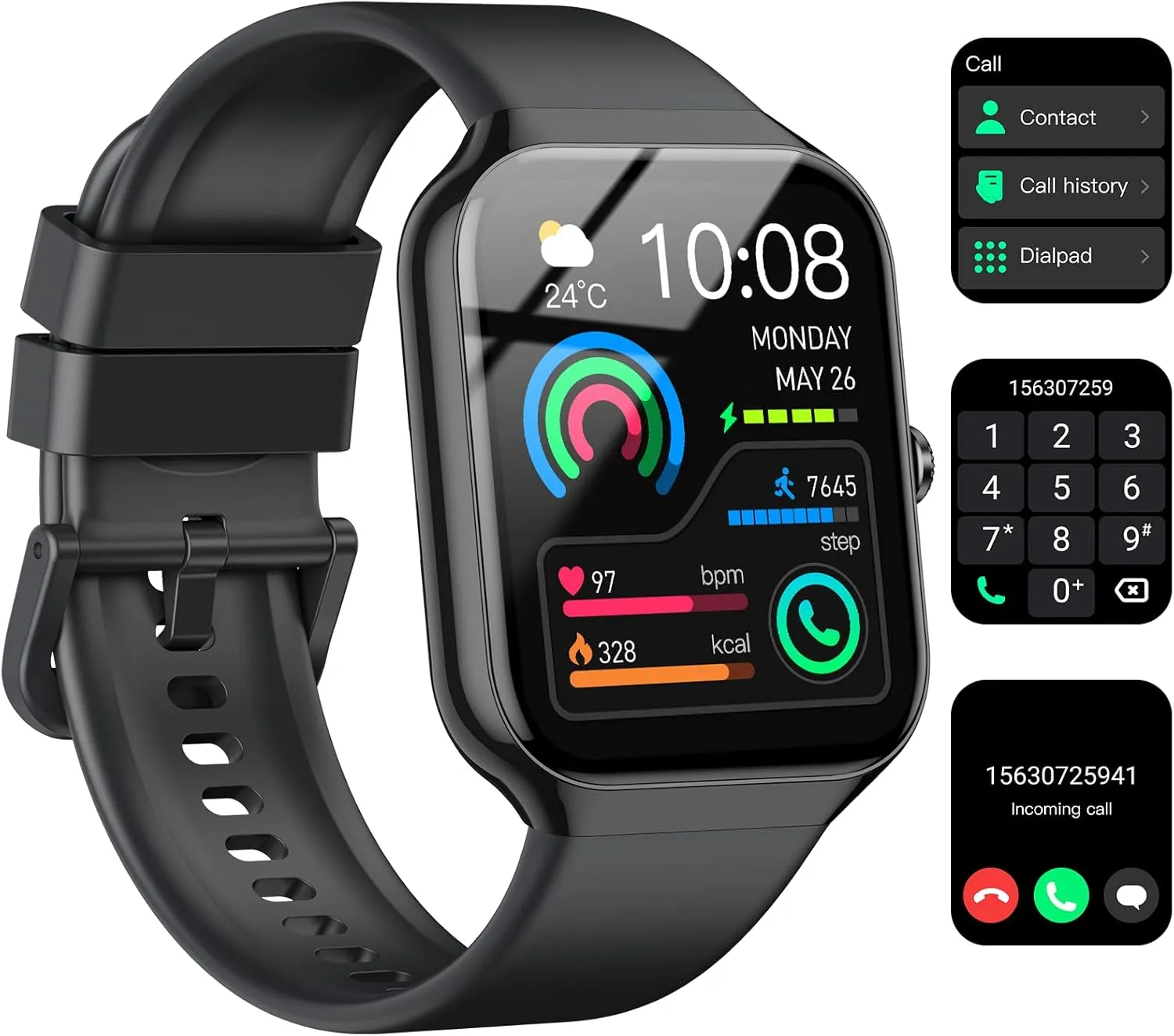 Smart Watch for Men Women, 1.96"HD Smartwatch (Answer/Make Call) with Heart Rate/Sleep Monitor/Spo2/Pedometer, 2025 New Fitness Watch 113  Sport Modes, IP68 Waterproof Activity Tracker for Android iOS