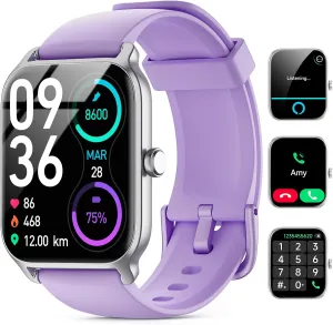 Smart Watch for Women Men, Smartwatch 1.8'' Alexa Fitness Tracker IP68 Waterproof Smart Watches for Women Compatible for Android & iOS with Bluetooth Calls, IP68 Heart Rate/Sleep/SpO2 Monitor, 110 