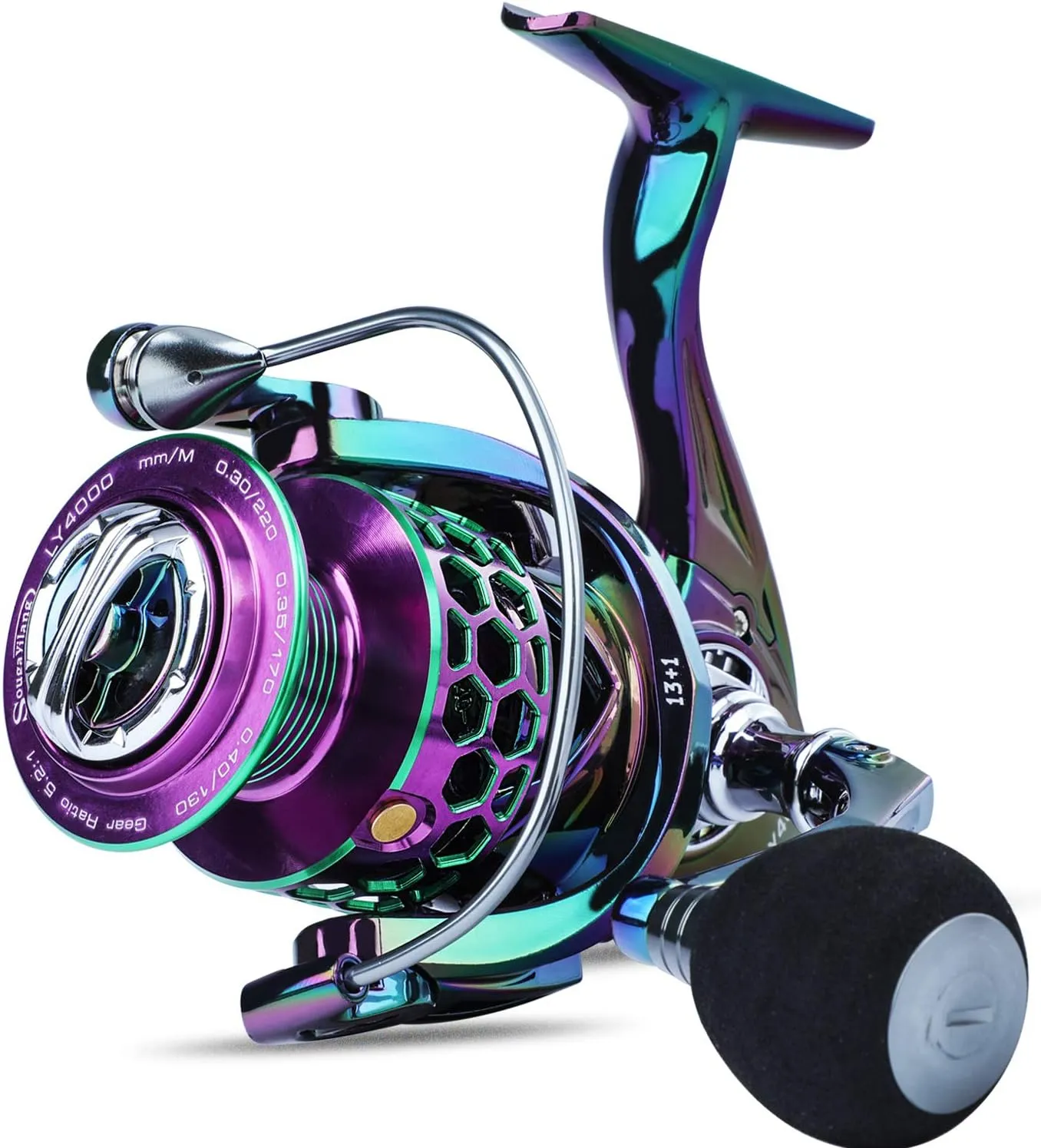 Sougayilang Colorful Fishing Reel 13  1 BB Light Weight Ultra Smooth Powerful Spinning Reels, with CNC Line Management Graphite Frame, for Freshwater