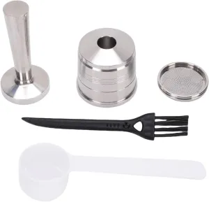 Stainless Steel Reusable Capsules, Permanent Coffee Pod Filter Screen Fit for Illy X7 Y3 Y5 Coffee Machine, Refillable Stainless Steel Coffee Capsule Coffee Tamper Spoon Brush