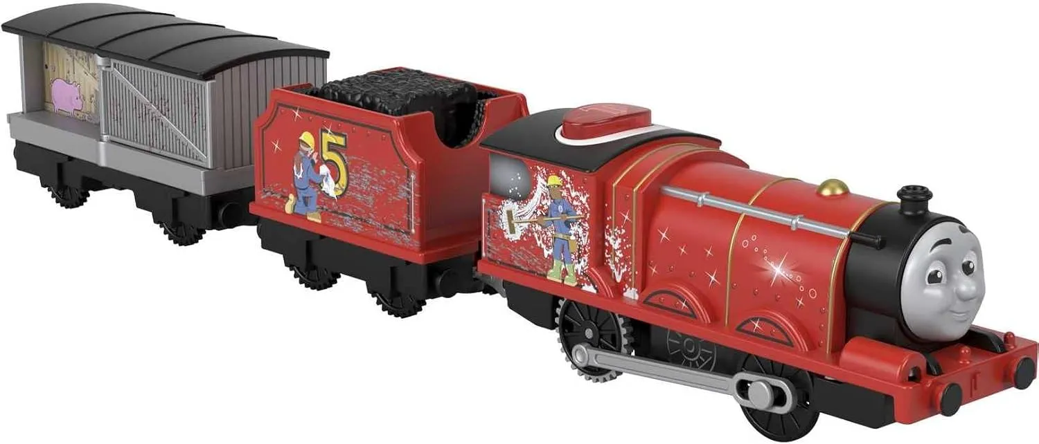 Thomas & Friends Motorized Toy Train Talking James Engine with Sounds Phrases & Coal Car for Preschool Pretend Play Kids Ages 3  Years