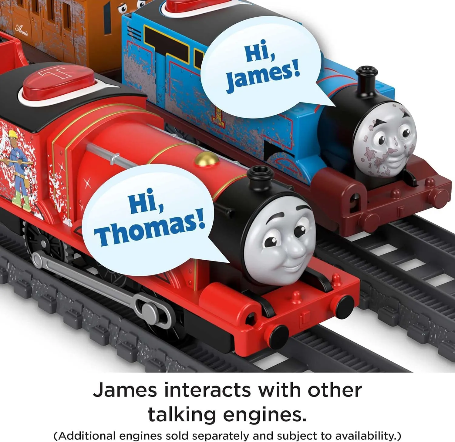Thomas & Friends Motorized Toy Train Talking James Engine with Sounds Phrases & Coal Car for Preschool Pretend Play Kids Ages 3  Years
