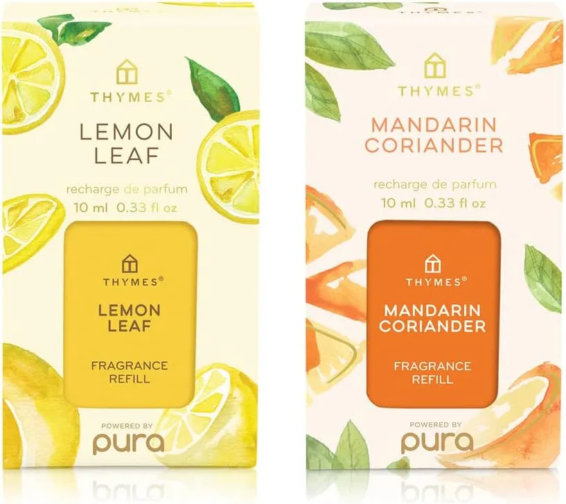 Thymes Pura Smart Home Plug-in Diffuser Kit - Pura Diffuser Refills with a Fresh Home Fragrance (V3 Pura Device   Mandarin Coriander & Lemon Leaf Refills)