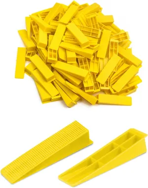 Tile Leveling System Wedges, 300pcs Reusable Tile Leveler Wedges for 1/8",1/12",1/16", 1/32" Spacers and Tile Leveling System Clips, Tile Leveler Tools for Wall/Floor Tile & Stone Installation(Yellow)