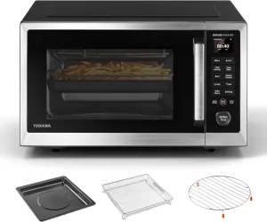 TOSHIBA Combo Countertop Microwave Oven, Origin Inverter Technology, Smart Sensor, and 2.4-Inch Color Screen, Compatible with Alexa, Cu. Ft, 1100W, ML2-STC13SAIT(SS), Air Fryer-1.3 Cu.Ft, Silver