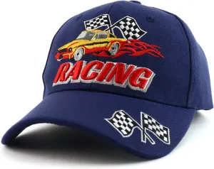 Trendy Apparel Shop Racing 3D Embroidered Flame Car Race Flag Baseball Cap