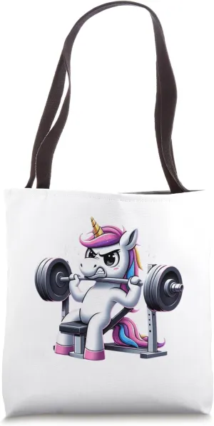 Unicorn Decline Barbell Bench Press Fitness Gym Men Women Tote Bag