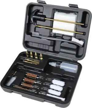 Universal Gun Cleaning Kit Pistol 9mm .38 .22 .40 .45 Caliber for Handgun Hunting Shooting with Bronze Bore Brush & Brass Jag Oil Bottle