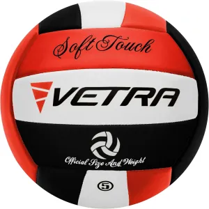 VETRA Volleyball Soft Touch Volley Ball - Official Size 5, Outdoor, Indoor Beach Gym Volleyballs Kids, Adults, Professional & Recreational Use, Game Ball, Training Equipment, Red & Black, Man, Woman