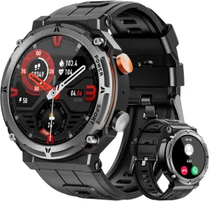VIRAN Military Smart Watches for Men, 5ATM Waterproof Rugged Smart Watch with Bluetooth Call (Answer/Dial Call), 1.39” HD IP68 Fitness Tracker Watch with 100  Sport Modes for Android/iOS Phone Silver