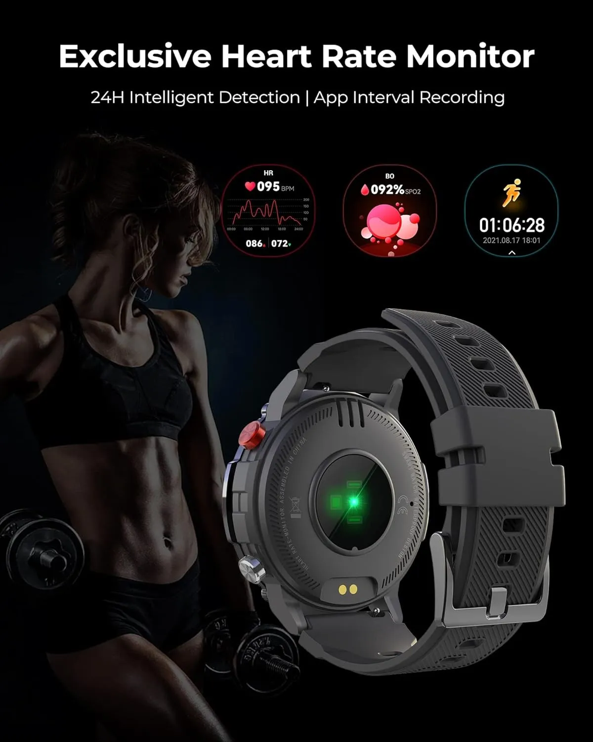 VIRAN Military Smart Watches for Men, 5ATM Waterproof Rugged Smart Watch with Bluetooth Call (Answer/Dial Call), Outdoor Fitness Tracker Watch with 100  Sport Modes for Android and iOS (C21-Black)