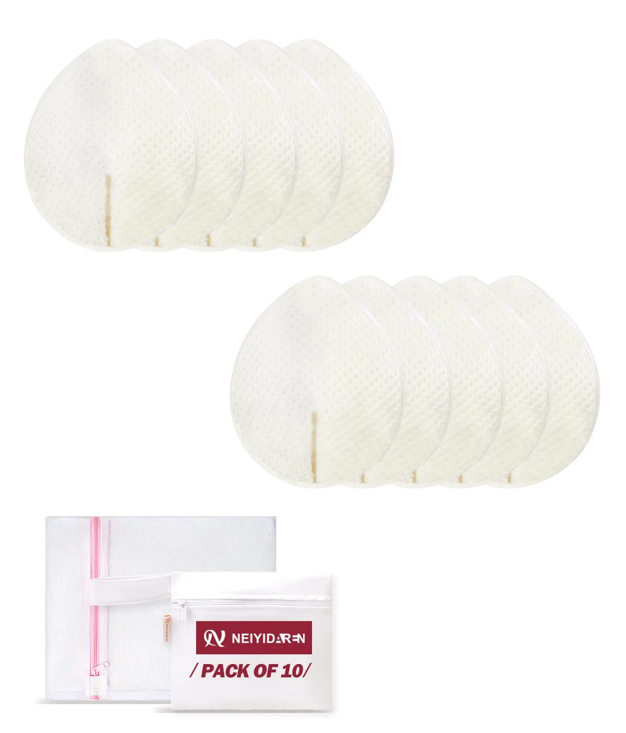 Washable Nursing Pads 10 PCS Reusable Breast Pads for Breastfeeding Soft and Super Absorbent Nipple Pads with Laundry Bag & Travel Storage Bag for Postpartum Essentials - 4.4 * 5inch