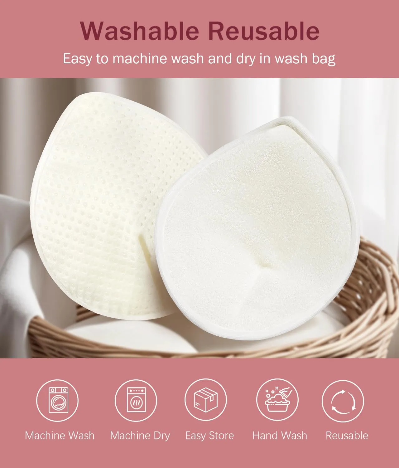 Washable Nursing Pads 10 PCS Reusable Breast Pads for Breastfeeding Soft and Super Absorbent Nipple Pads with Laundry Bag & Travel Storage Bag for Postpartum Essentials - 4.4 * 5inch